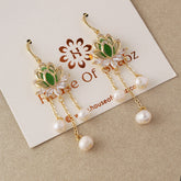 Green Lotus Earrings